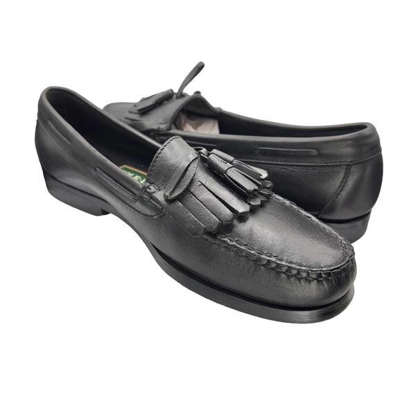 Cole Haan | Men | Matte Black Leather Kilted Tassel Loafers | Size 11 D - Picture 2 of 12
